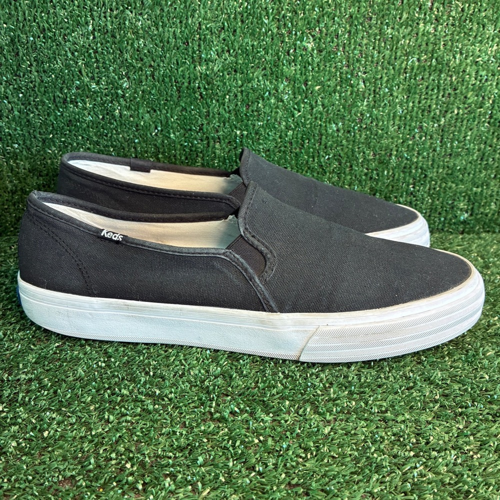 Keds Double Decker Canvas Slip On Casual Minimalist Sneaker Black Womens Size 11